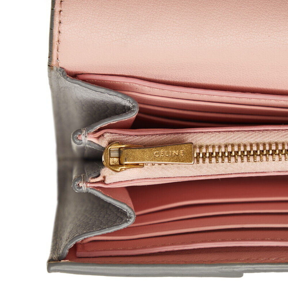 Celine Flap Multi Function Long Wallet Gray Leath… - image 5